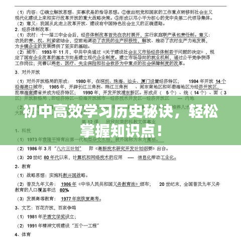 初中高效學(xué)習(xí)歷史秘訣，輕松掌握知識(shí)點(diǎn)！