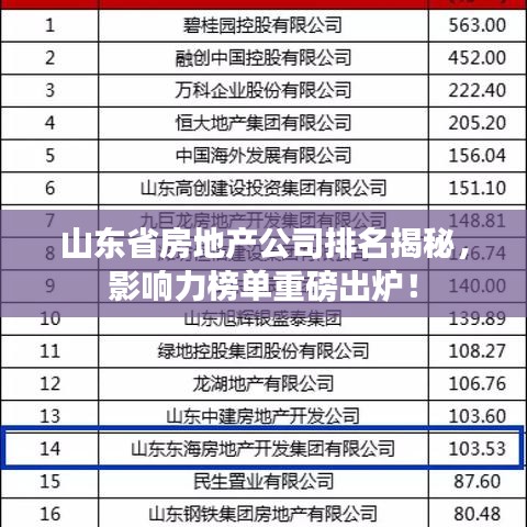 山東省房地產(chǎn)公司排名揭秘，影響力榜單重磅出爐！